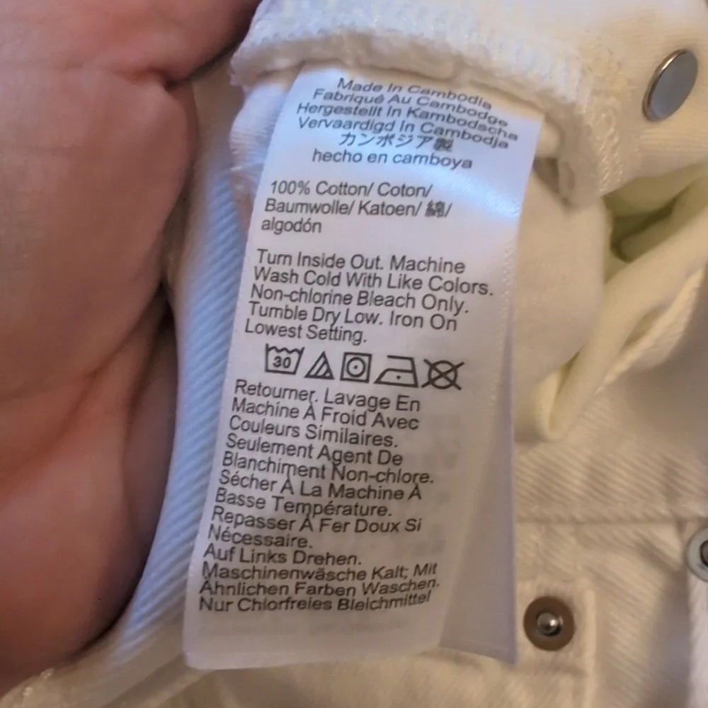 NWT Madewell Low-Slung Baggy Jeans Pure White Rigid Denim With Cuff Size 25 - Picture 6 of 13